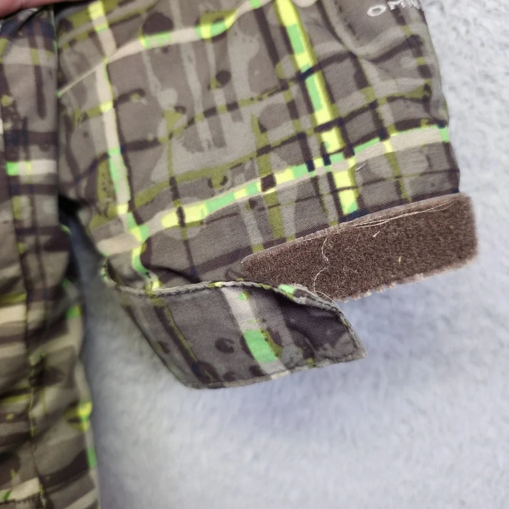 Columbia Jacket Youth 8 Brown Green Plaid Fleece Lined Insulate Outdoor Gorpcore